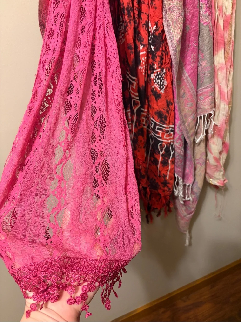 Mixed Pink & Red Scarf Bundle Set of 5